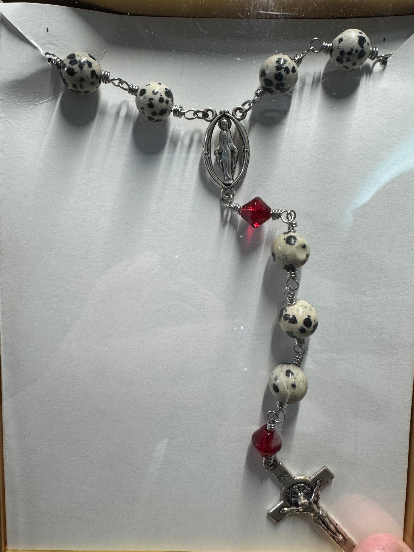 Rosary | Dalmatian Jasper & Red Glass | R0002