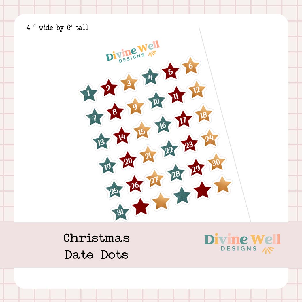 0198-Starry Christmas Date Dots | Numbers