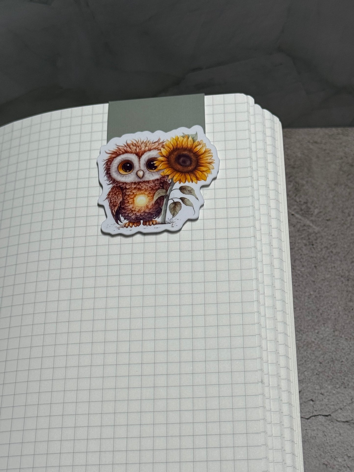 Magnetic Bookmark | Owl with Sunflower