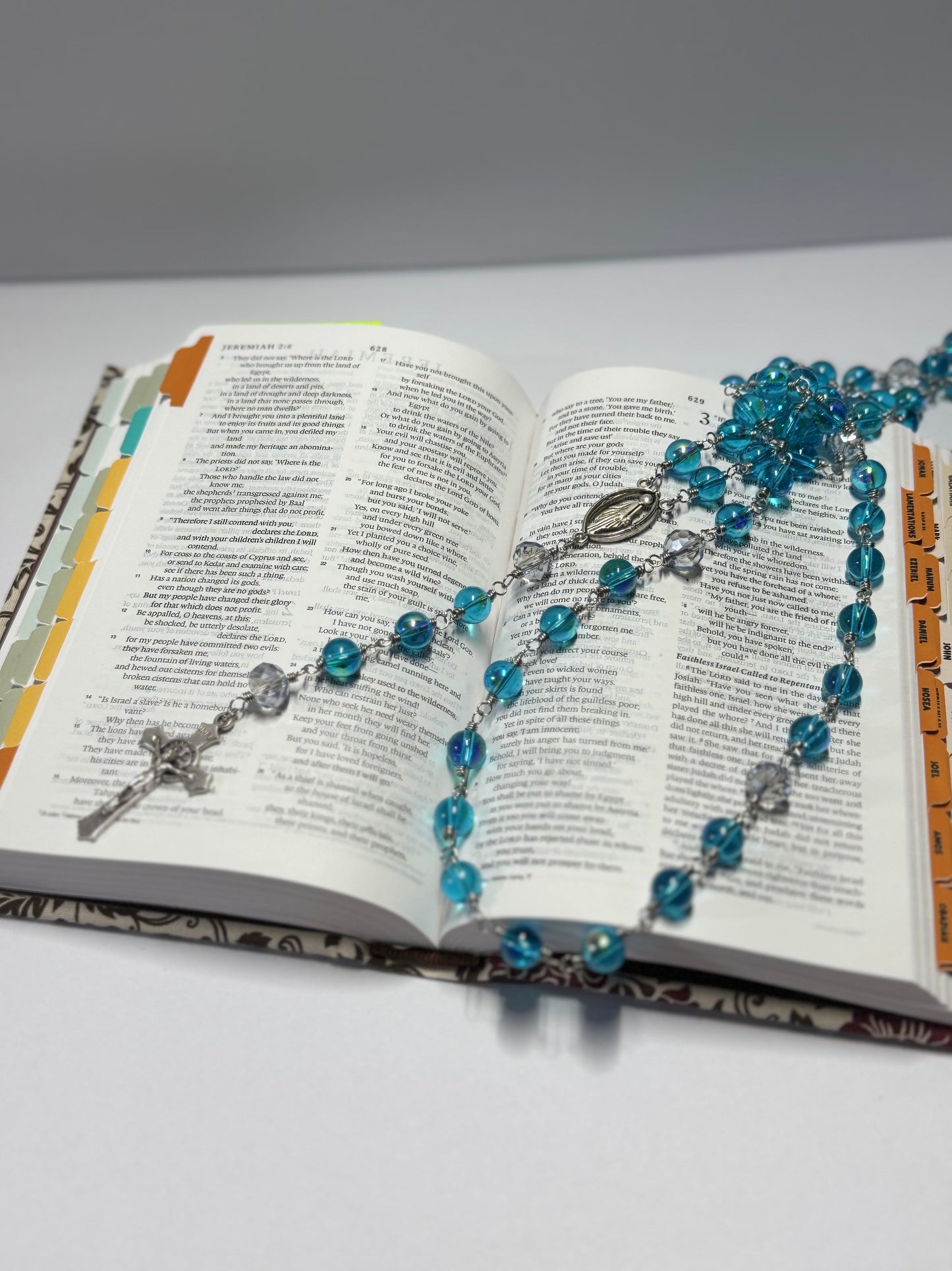 Rosary | Still Waters | Blue Glass and Clear Accent | R0013