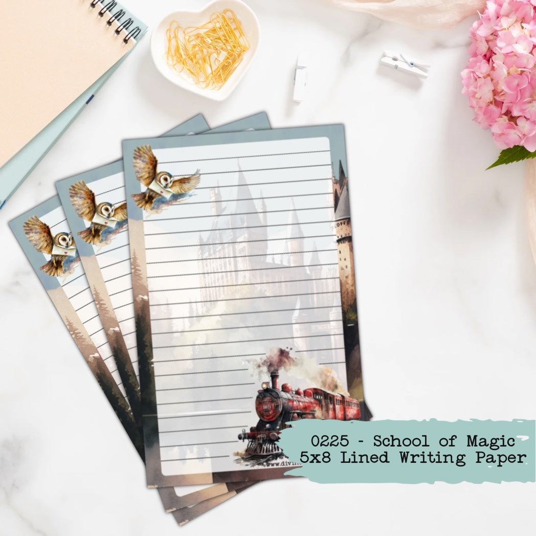 0225- School of Magic - Half Letter Writing Stationery Paper