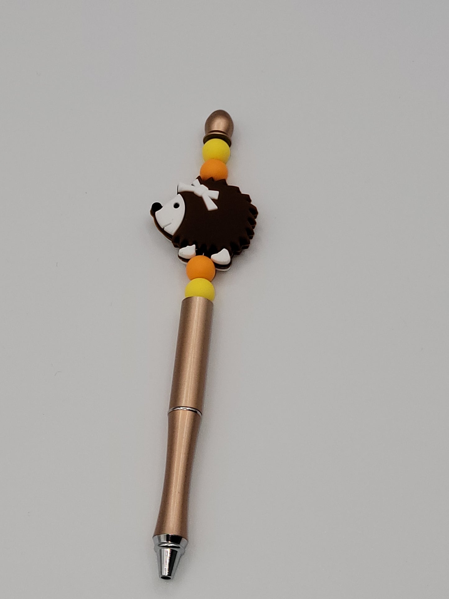 Adorable Hedgehog Beaded Refillable Metal Pen