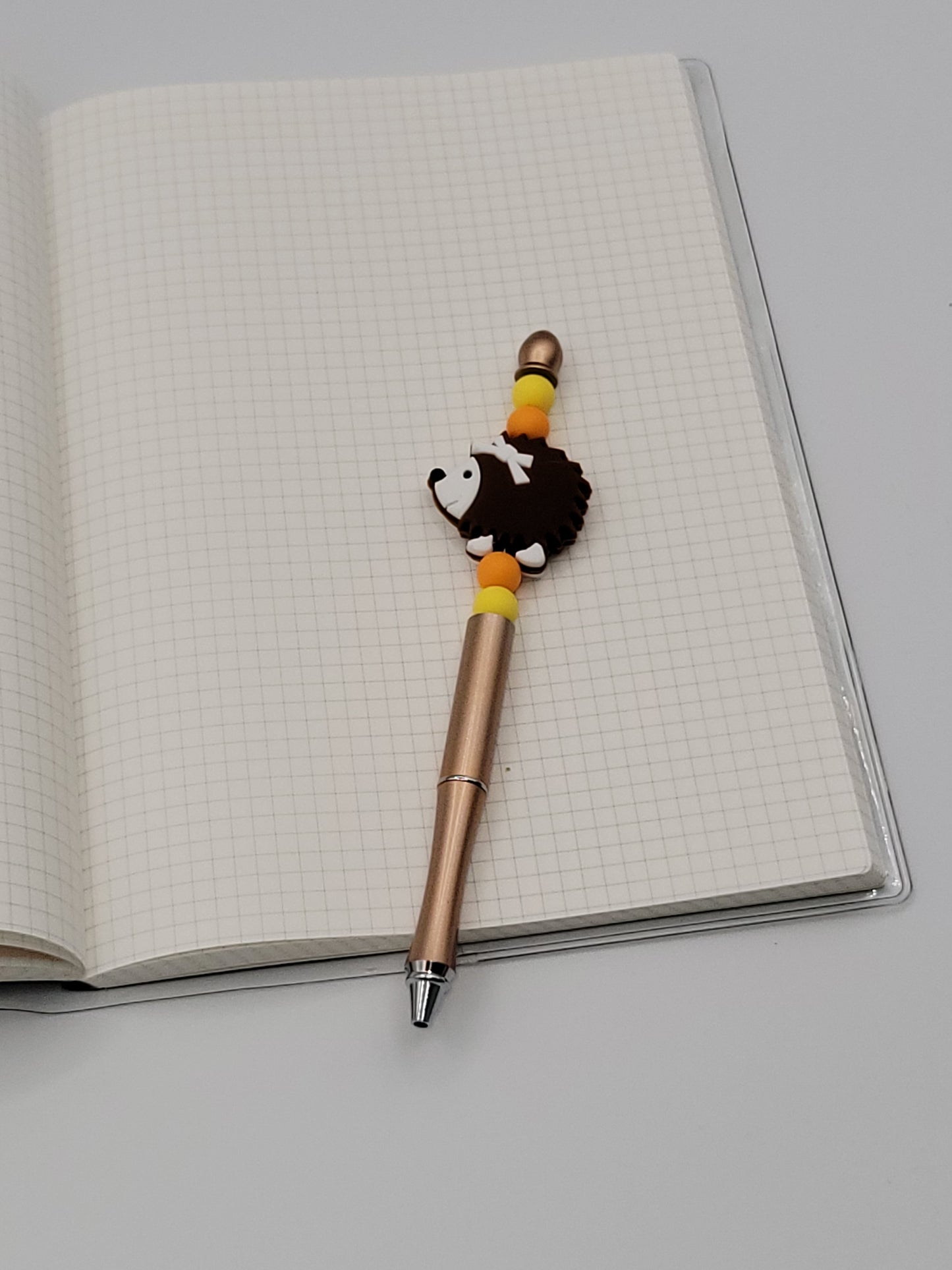 Adorable Hedgehog Beaded Refillable Metal Pen