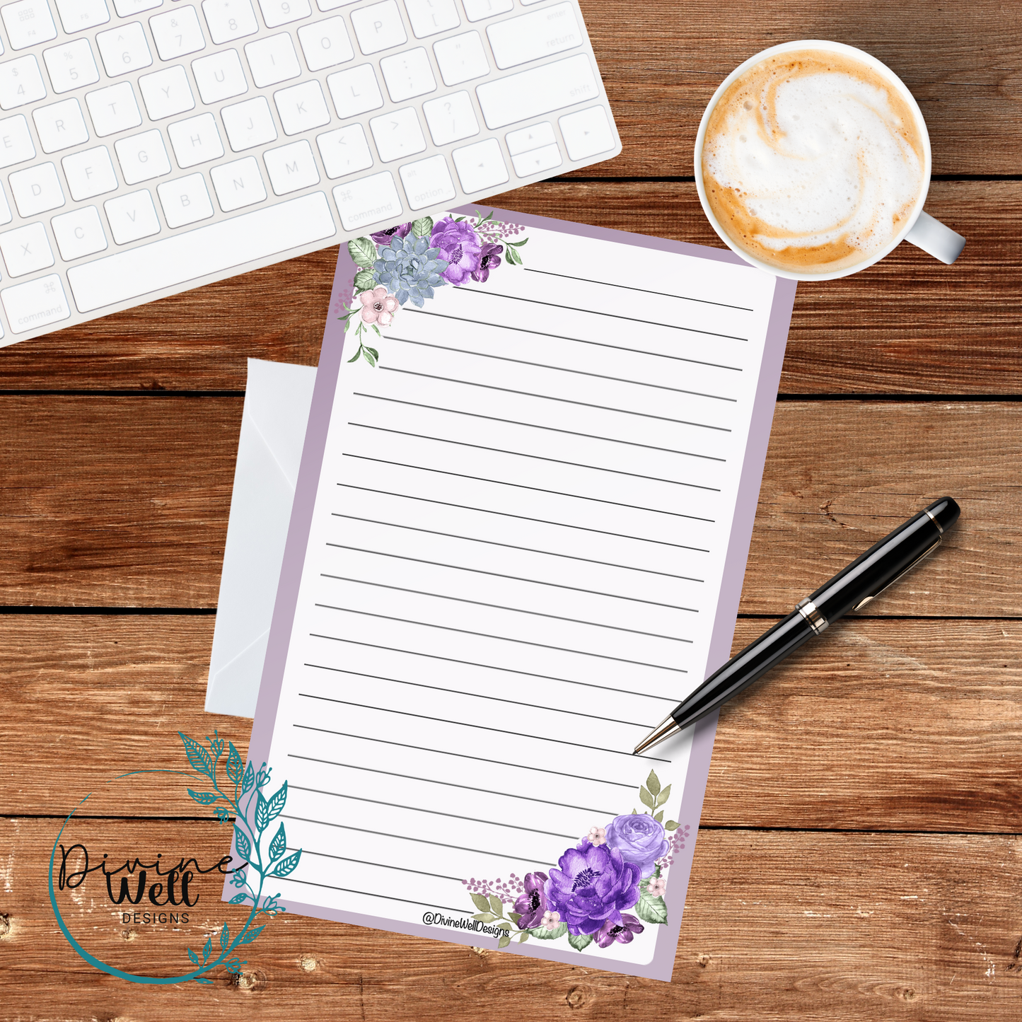 0045 - Ultra Violet Floral - Half Letter
