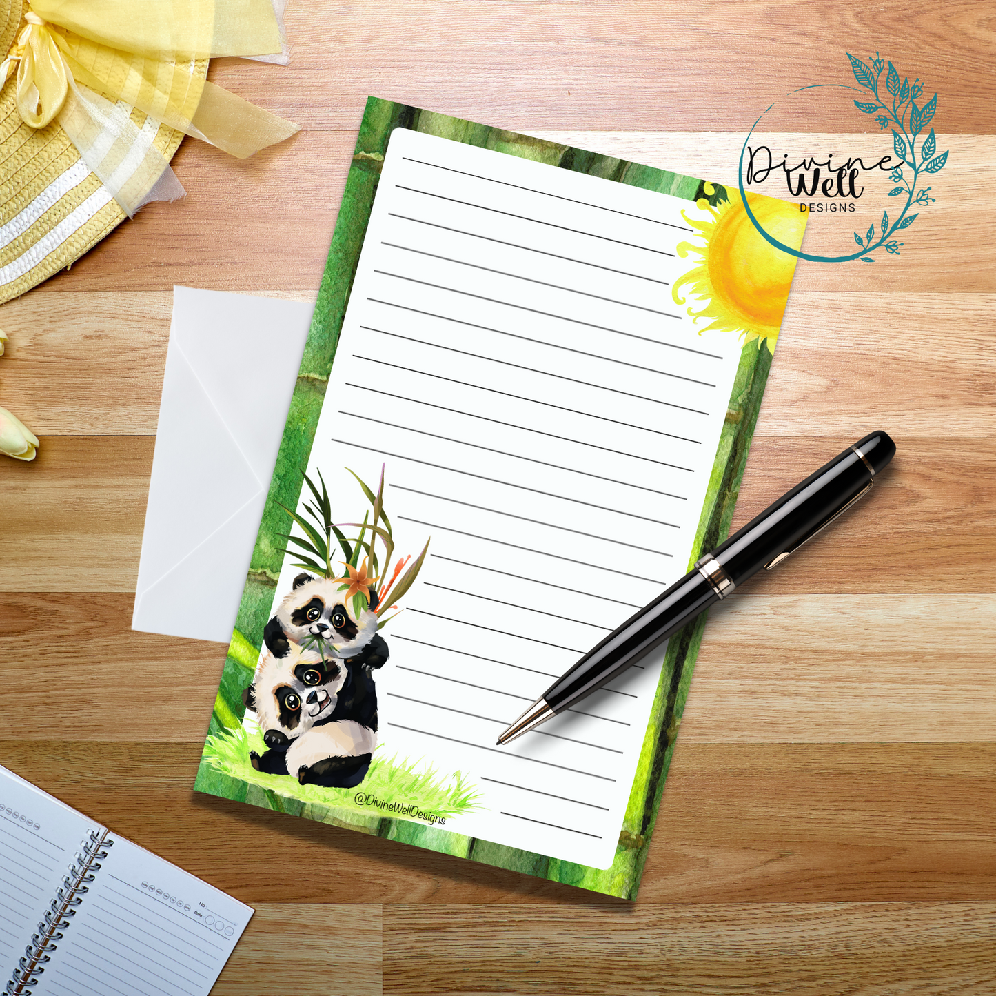 0107 - Cute Pandas - Half Letter