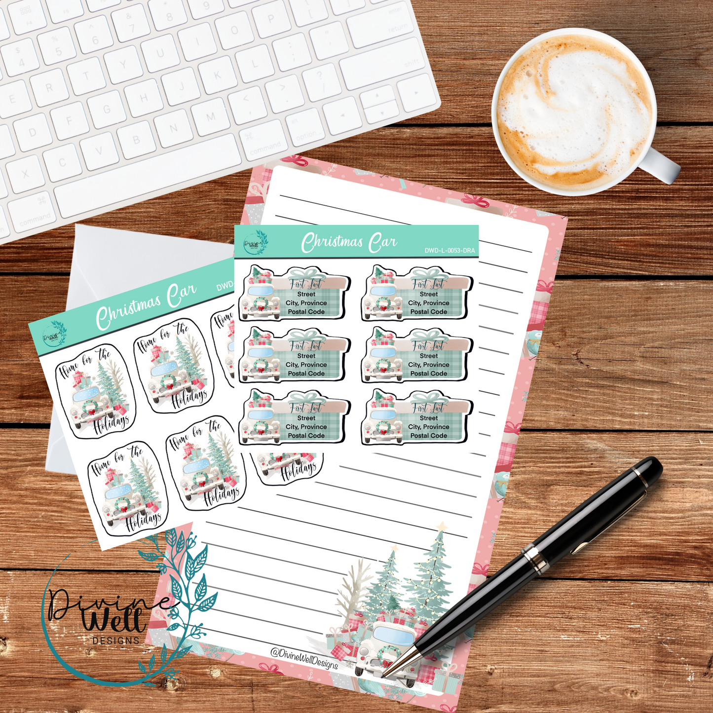 0053 - Christmas Car - Stationery Kits