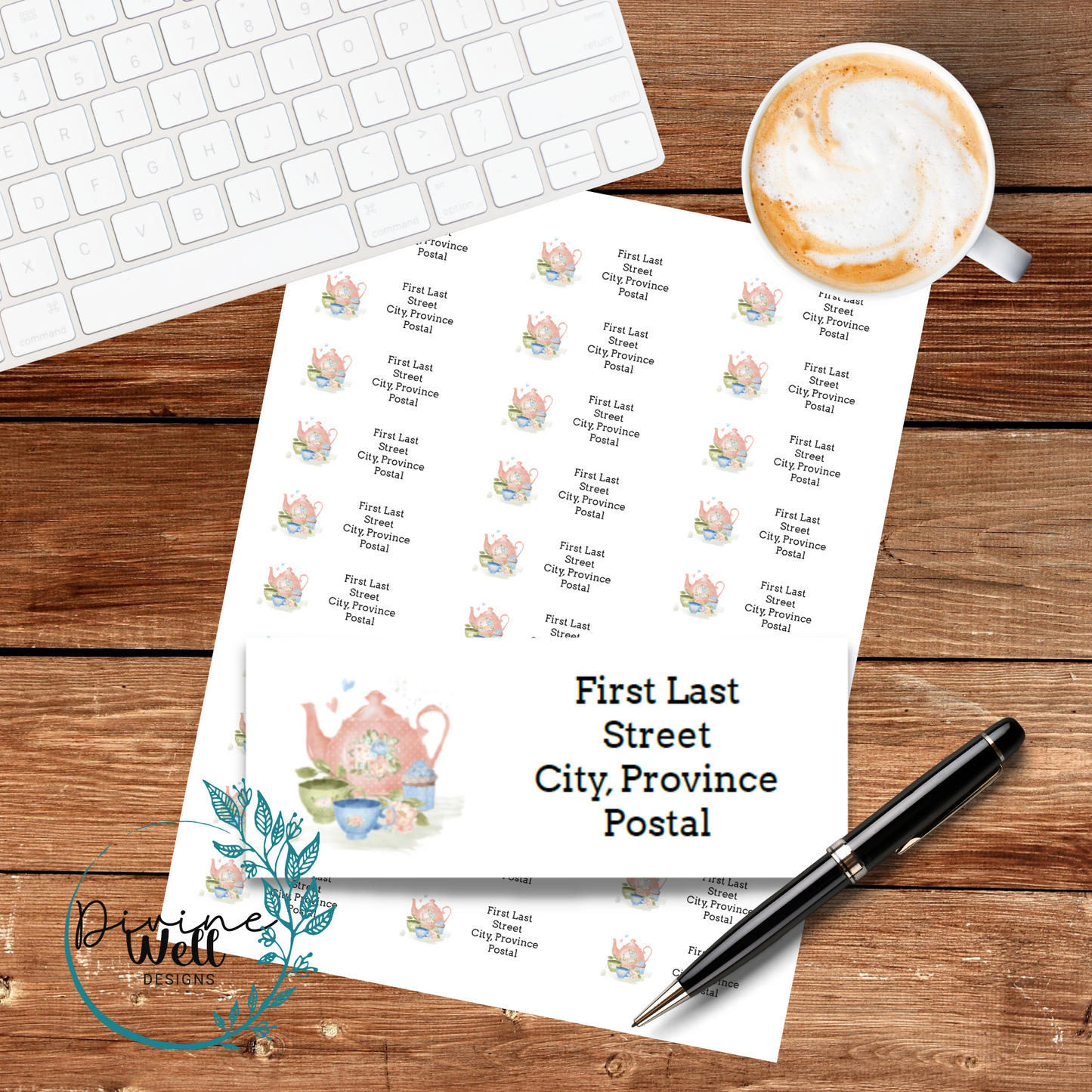 0064- Tea Party - Custom Return Address Labels