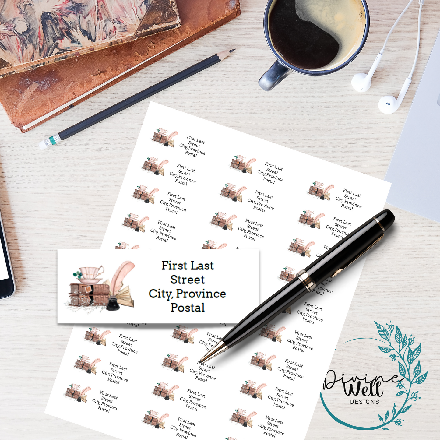 0082 - Vintage Book Lover - Custom Return Address Labels