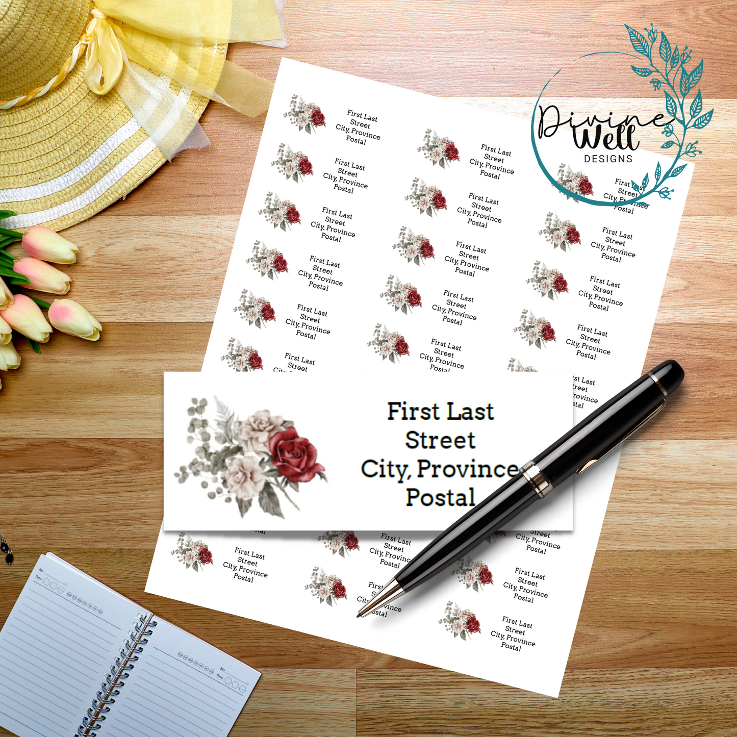 0102 - Spring Rose - Custom Return Address Labels