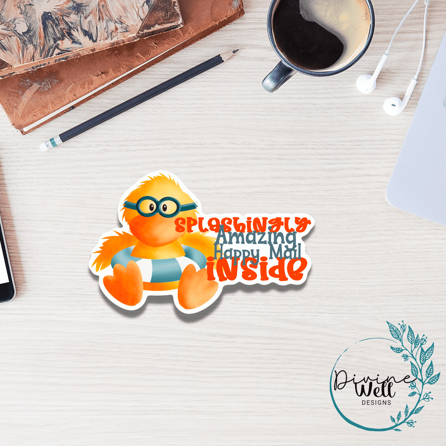 0137 - Splashy Duck Happy Mail Sticker - SF1