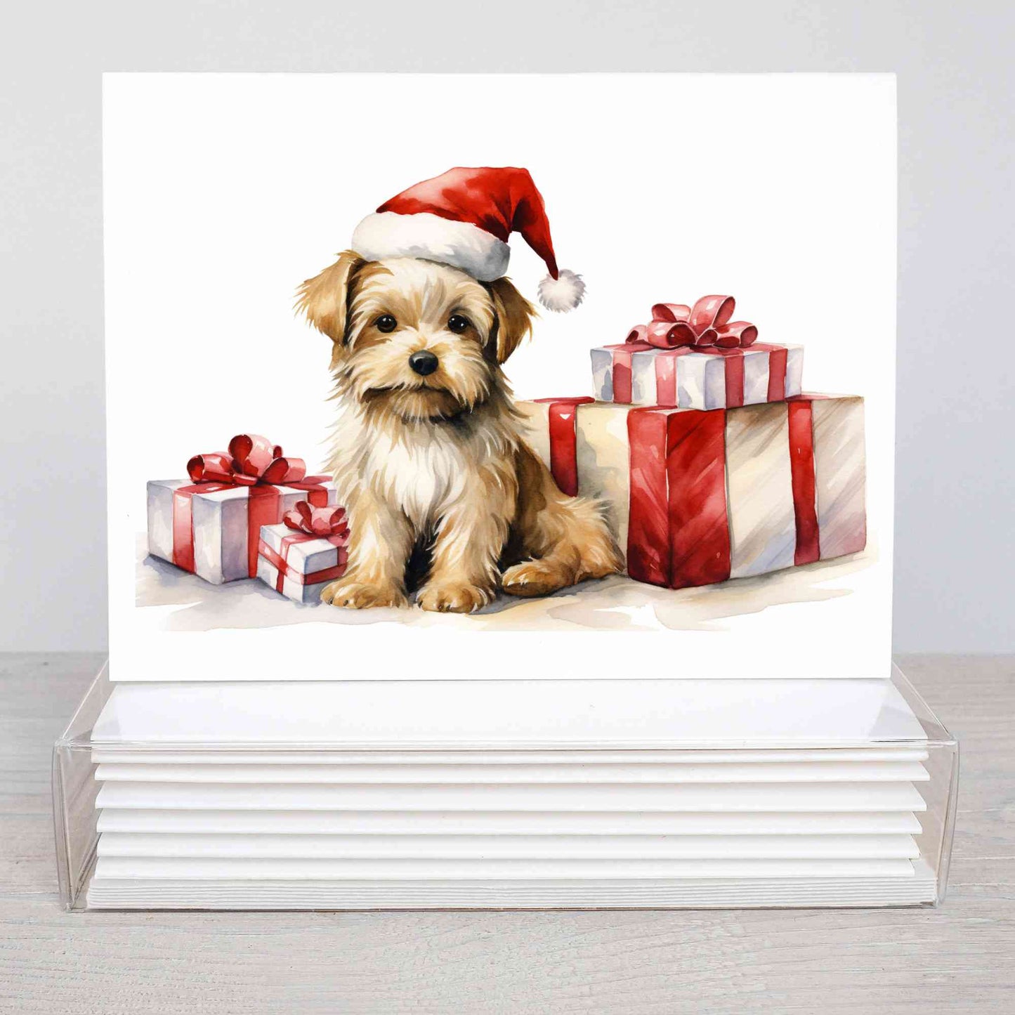 0260 - Dog and Presents Christmas Card - Greeting Card