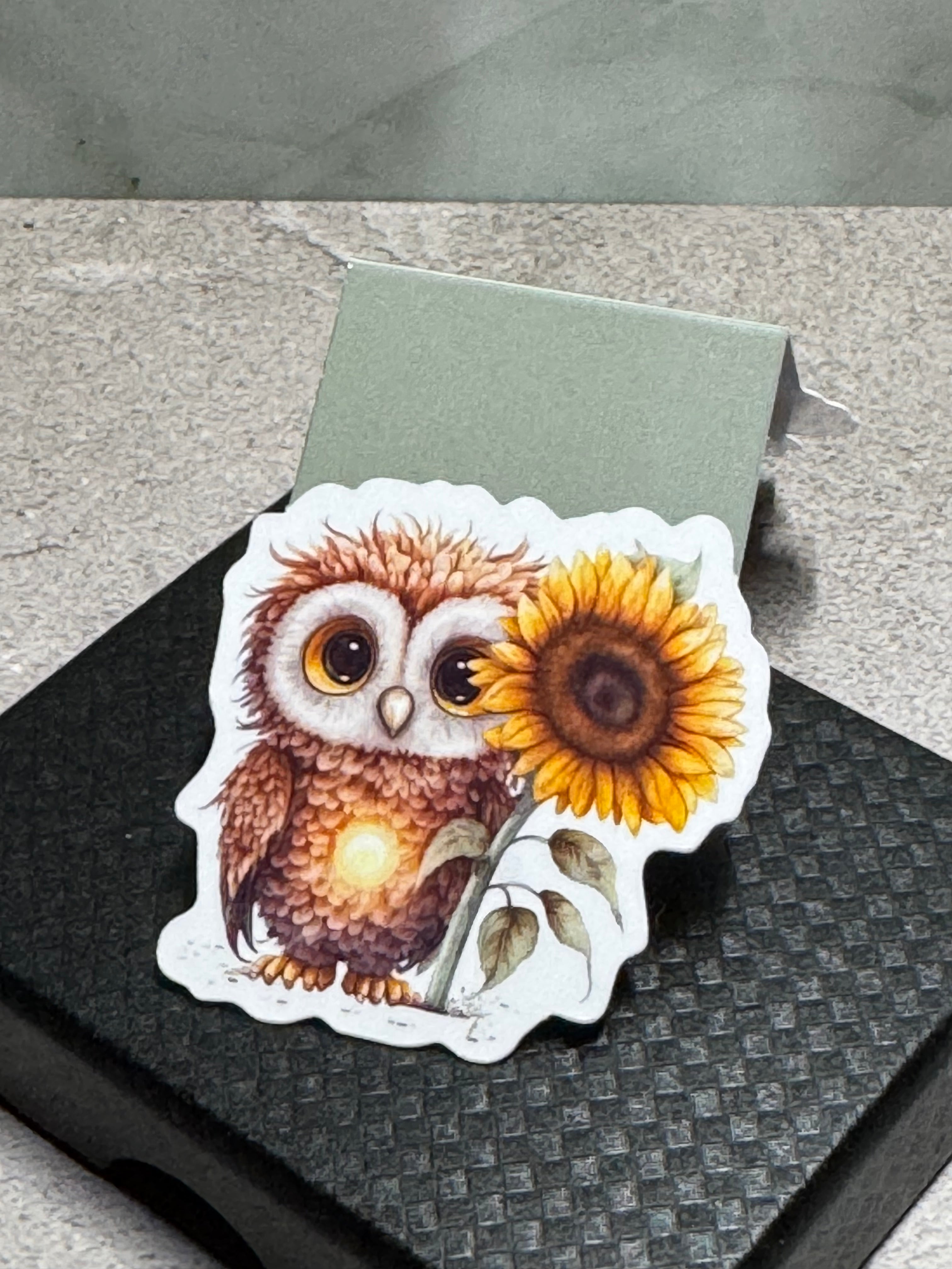 Magnetic Bookmark | Owl with Sunflower