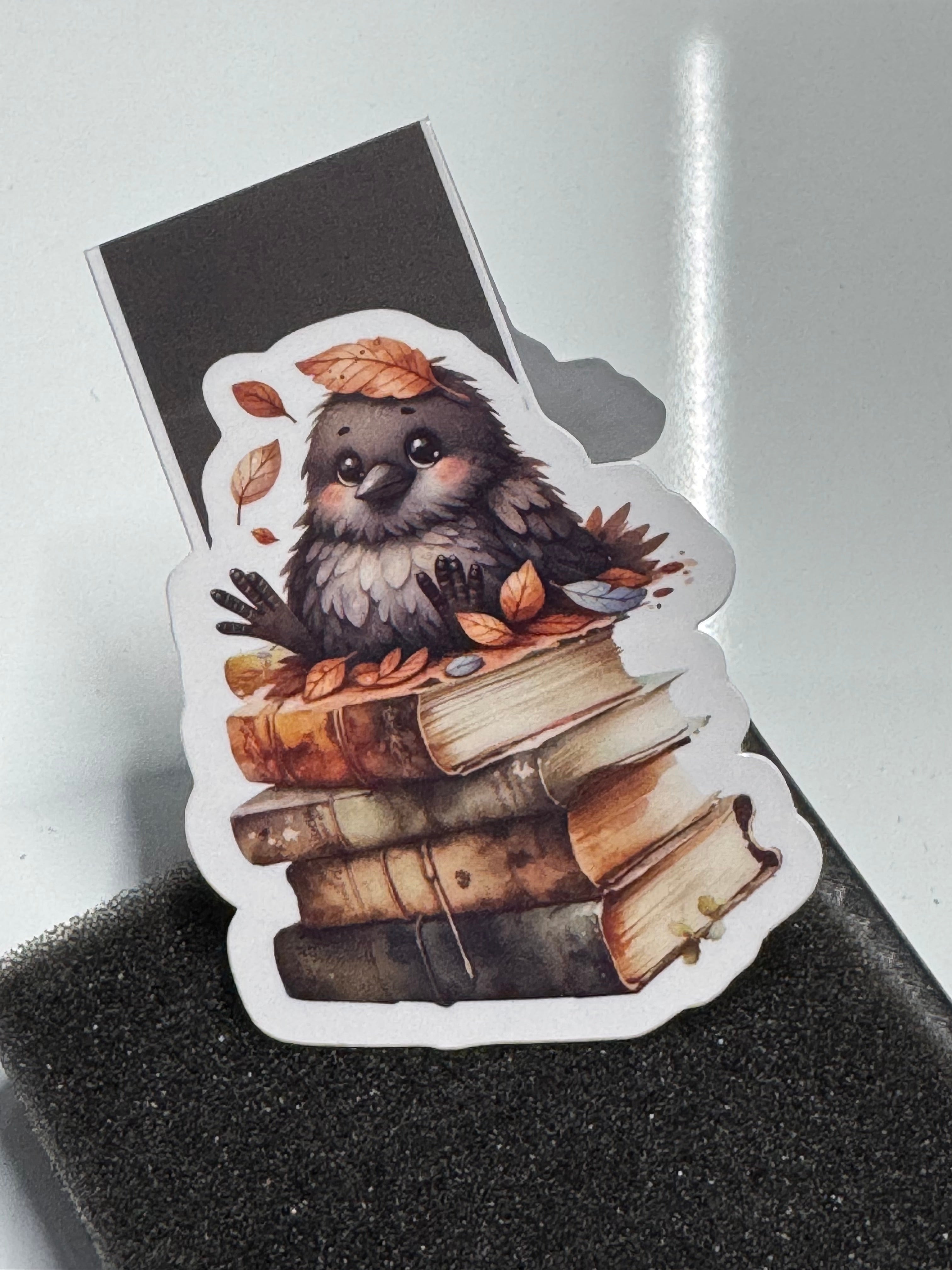 Magnetic Bookmark | Watercolour Crow on Books