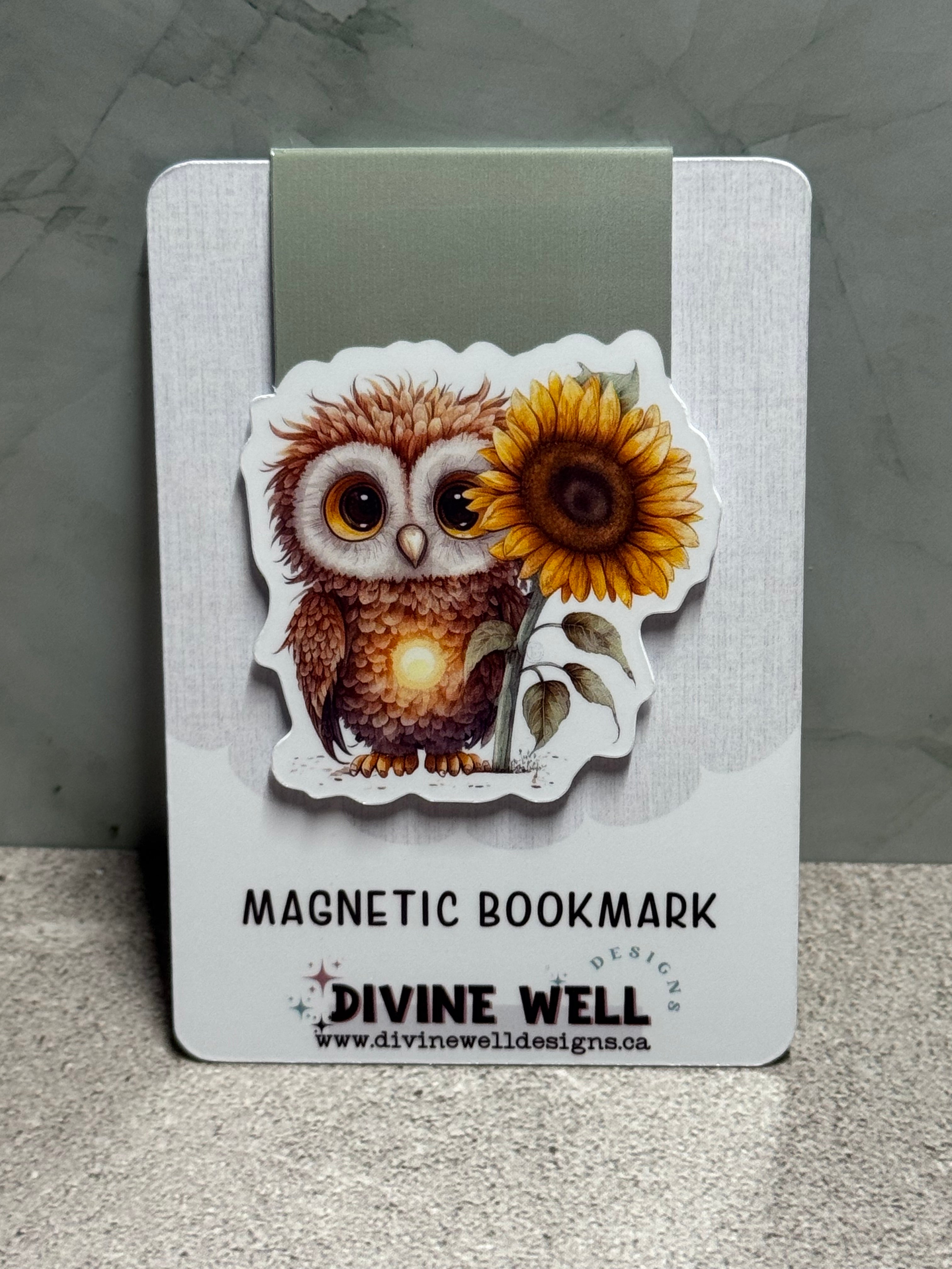 Magnetic Bookmark | Owl with Sunflower