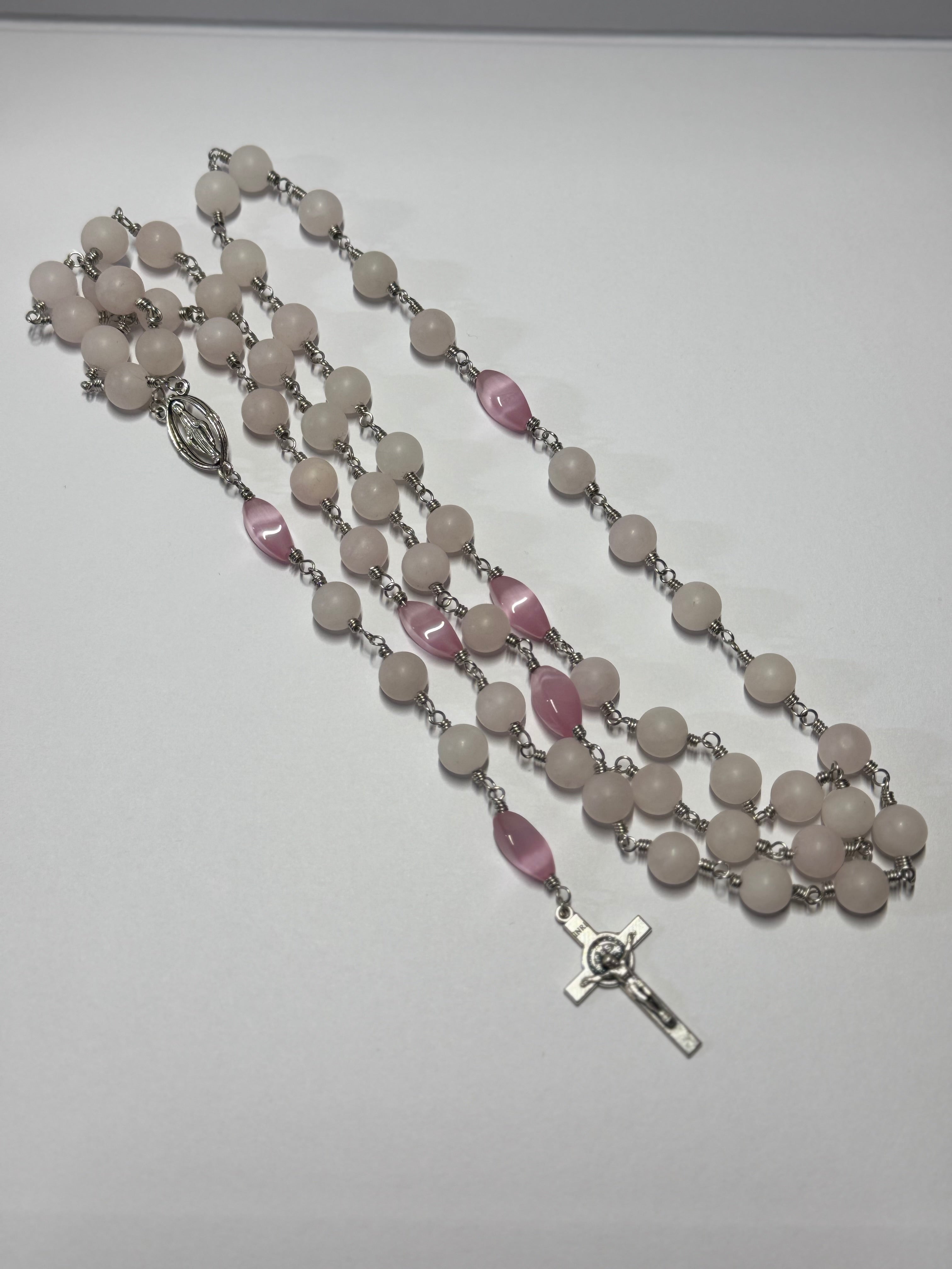 Rosary | Rose Quartz and Pink Glass | R0004