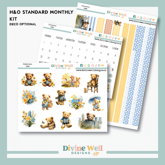 0284 - Teddy in Blooms | Monthly Planner Kit | H & O