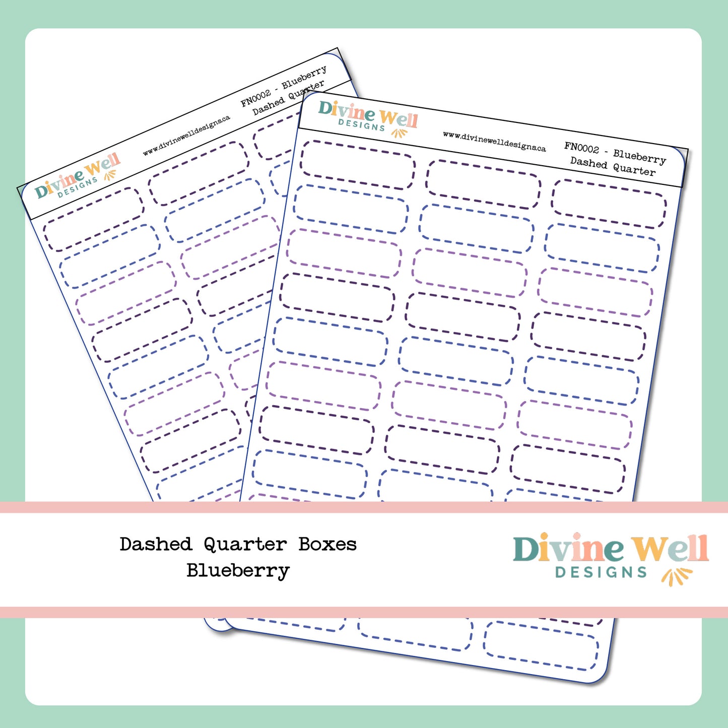 FN0002 - Coloured - Dashed Quarter Boxes