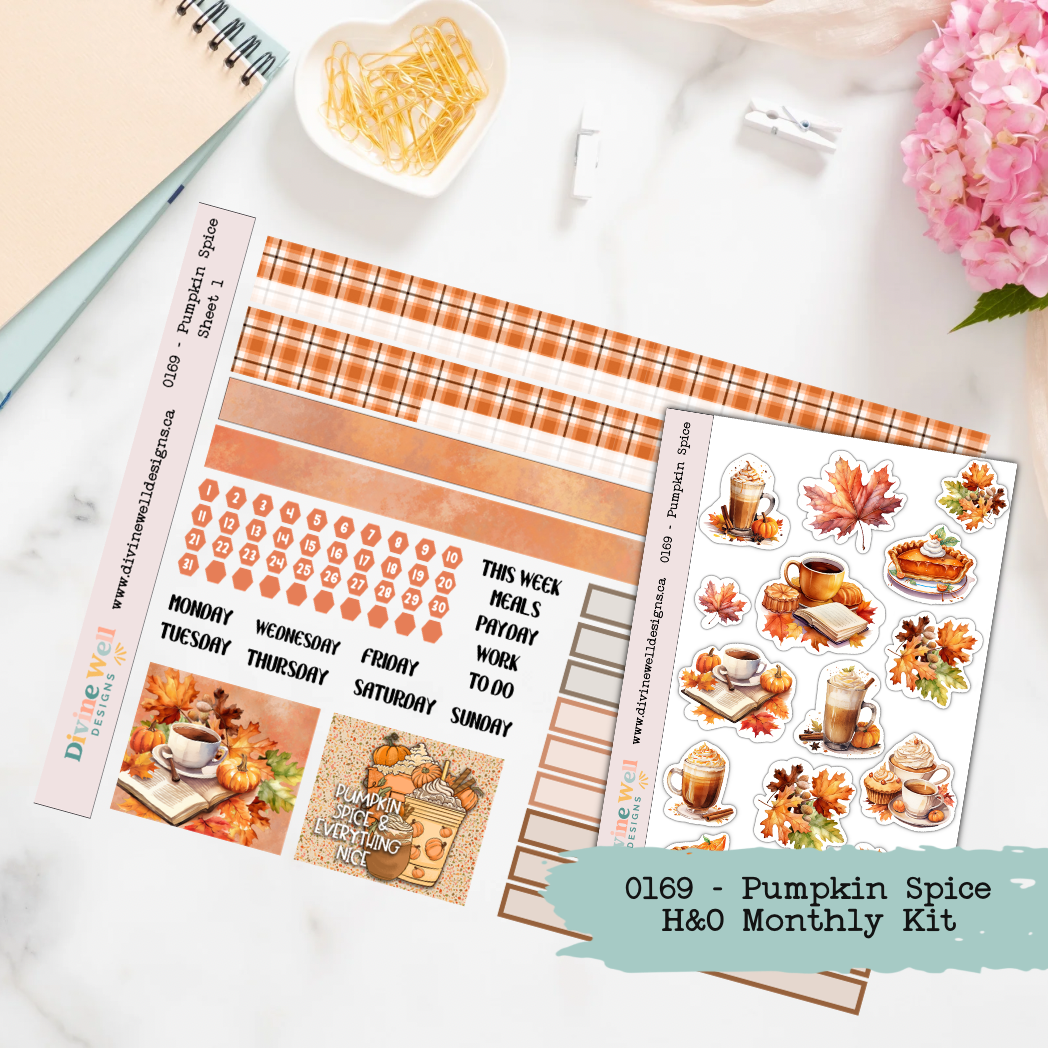 0169 - Pumpkin Spice All the Time | Monthly Planner Kit | H & O