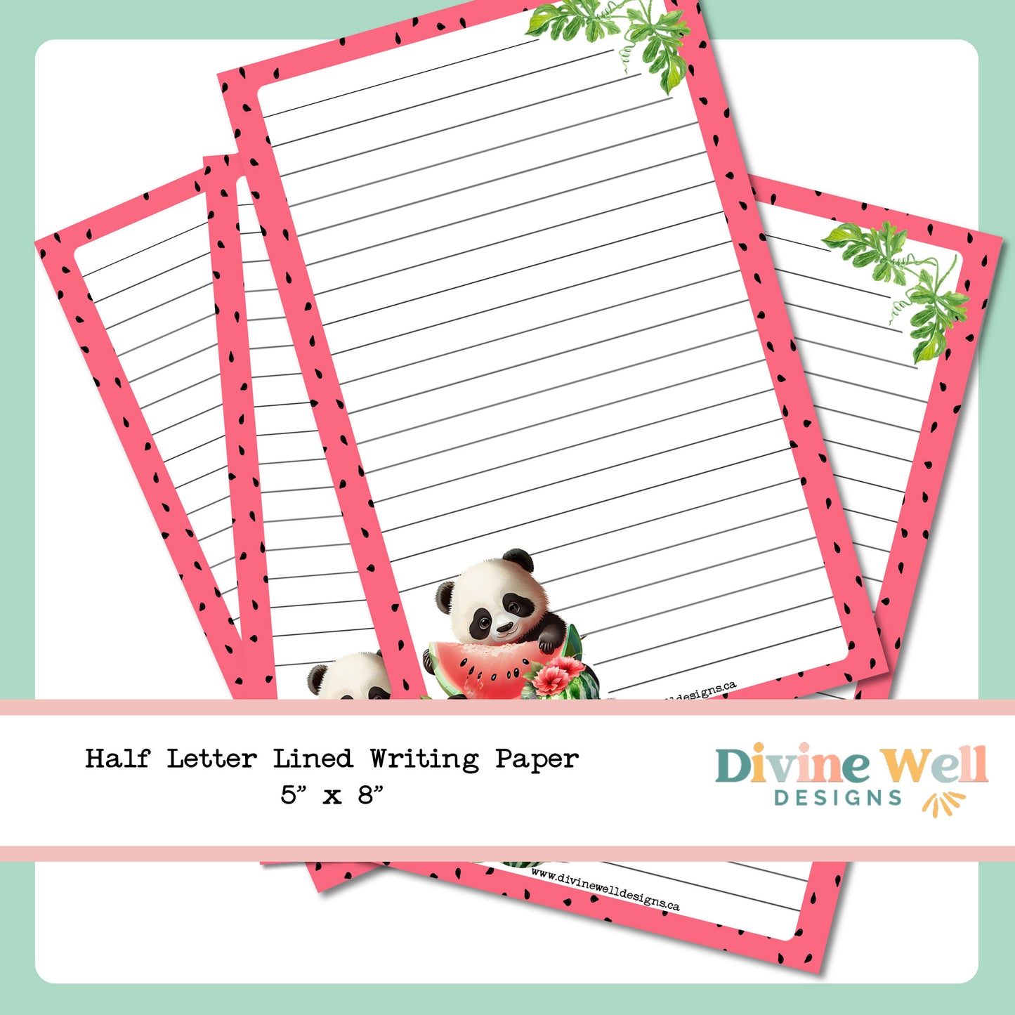 0241 - Refreshing Watermelon - Half Letter Writing Stationery Paper