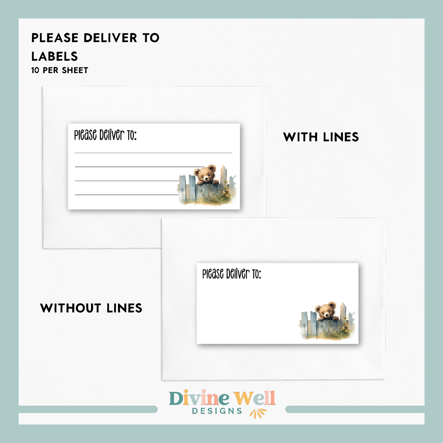 0284 - Teddy in Blooms - Please Deliver To Labels