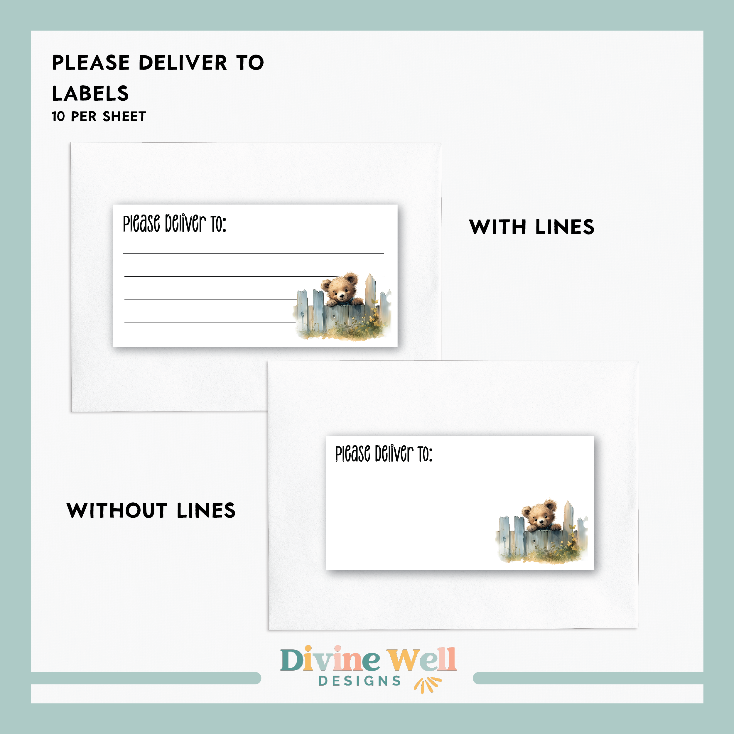 0284 - Teddy in Blooms - Please Deliver To Labels