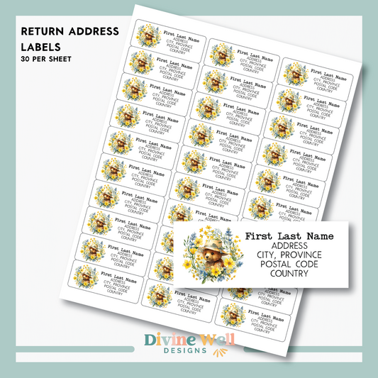 0284 - Teddy in Blooms - Custom Return Address Labels