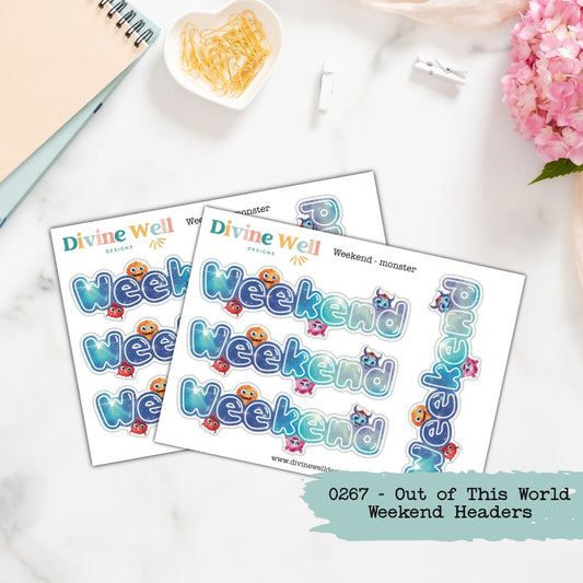 F0019 | Out of this World | Weekend Header | Planner Stickers