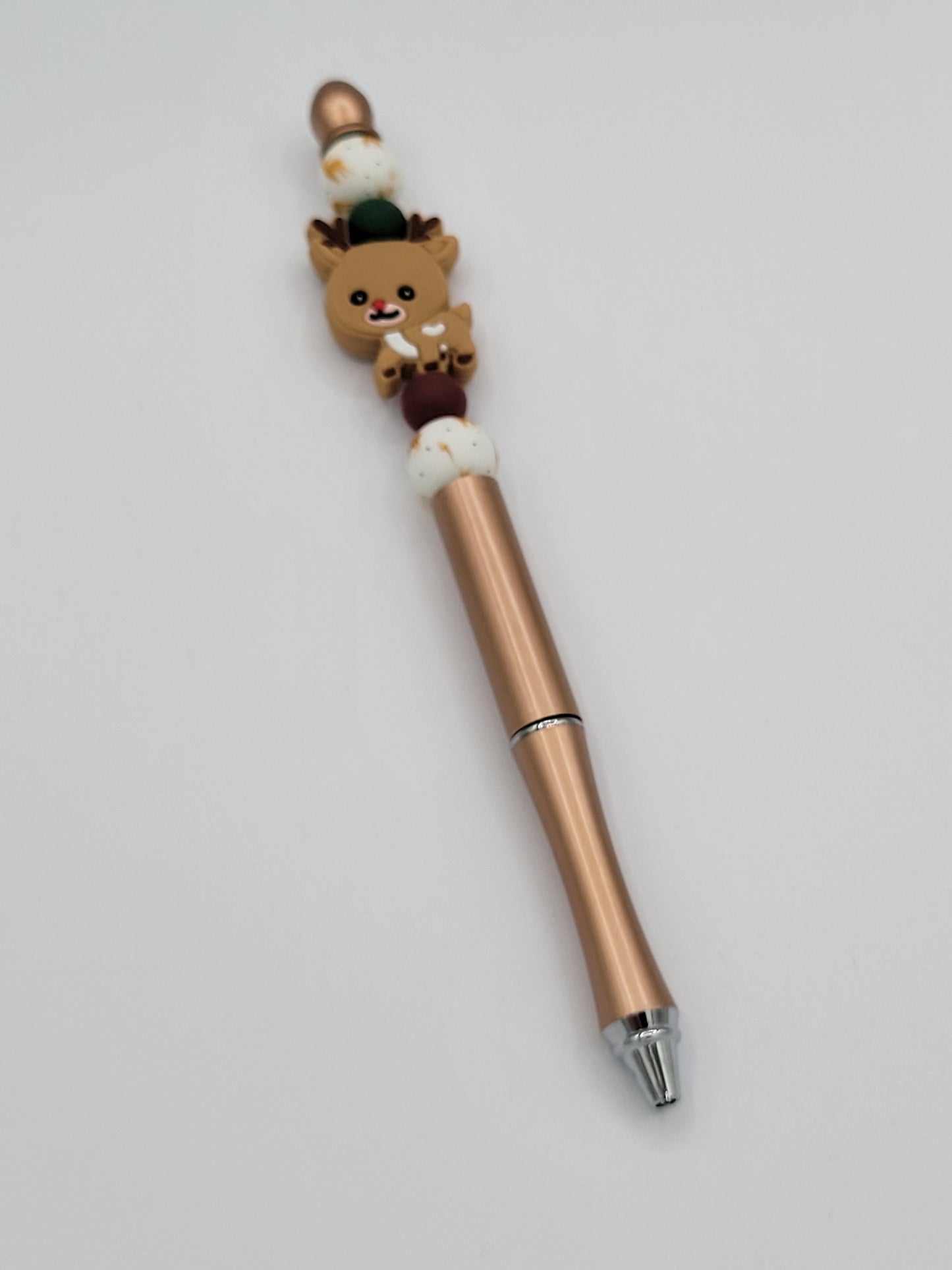 Jolly Reindeer Beaded Refillable Metal Pen