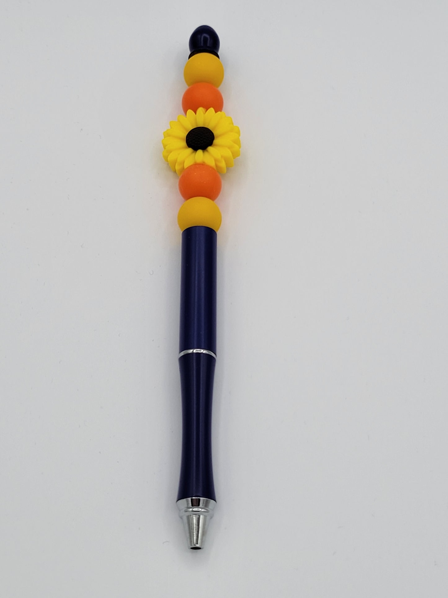 Daisy So Sunshine Blue Beaded Refillable Metal Pen