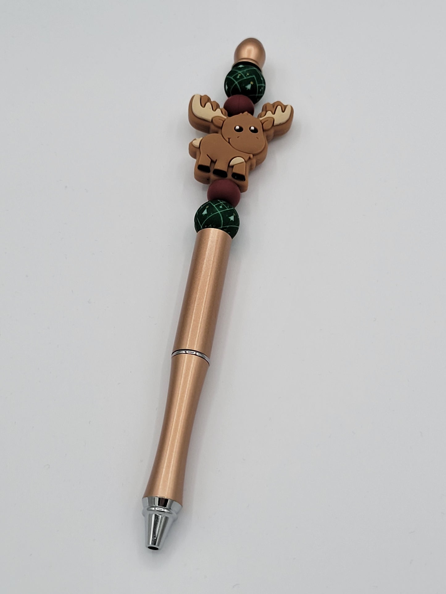 Moose and Trees Beaded Refillable Metal Pen