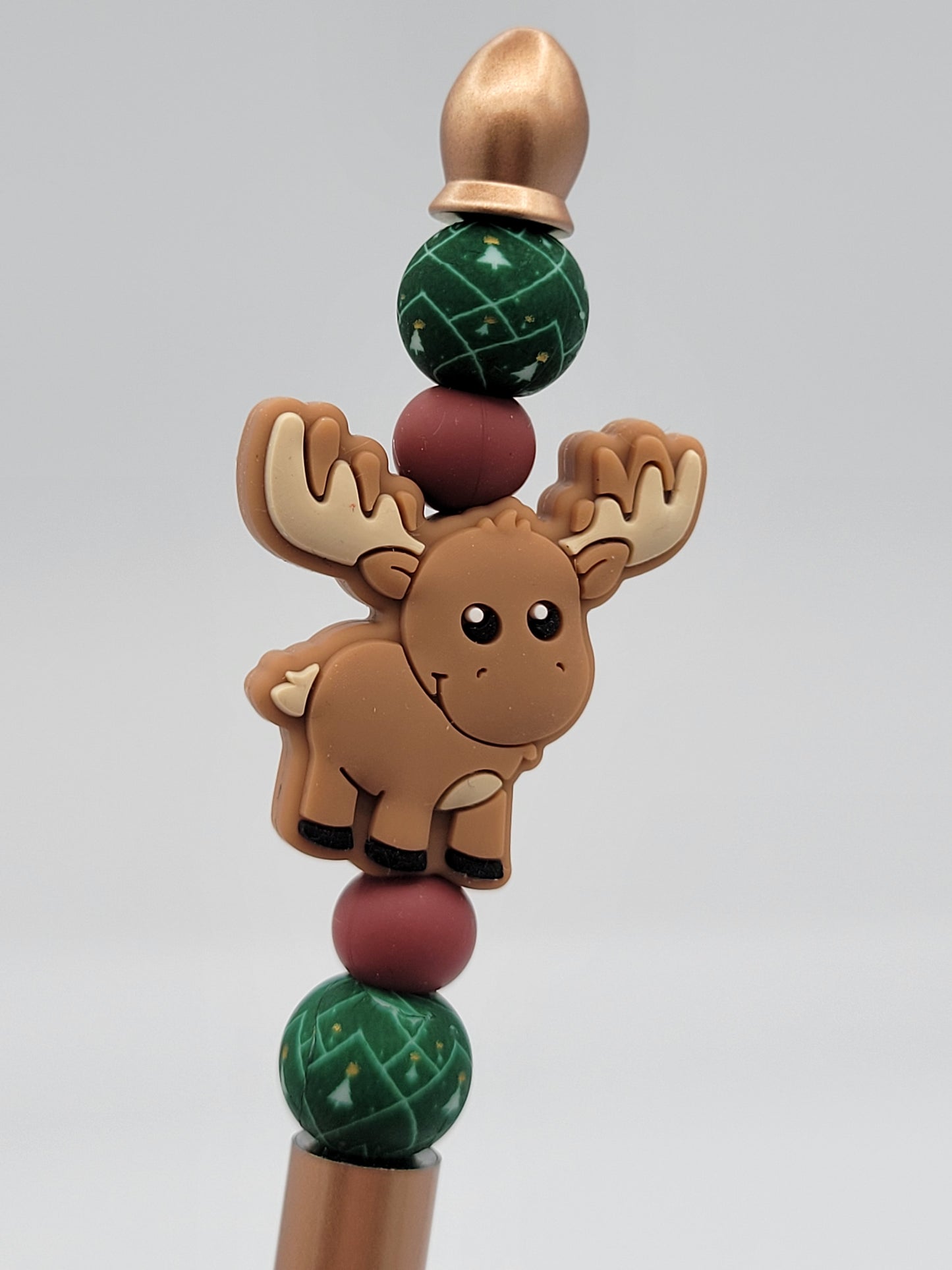 Moose and Trees Beaded Refillable Metal Pen