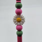 Daisy So White Pink Beaded Refillable Metal Pen