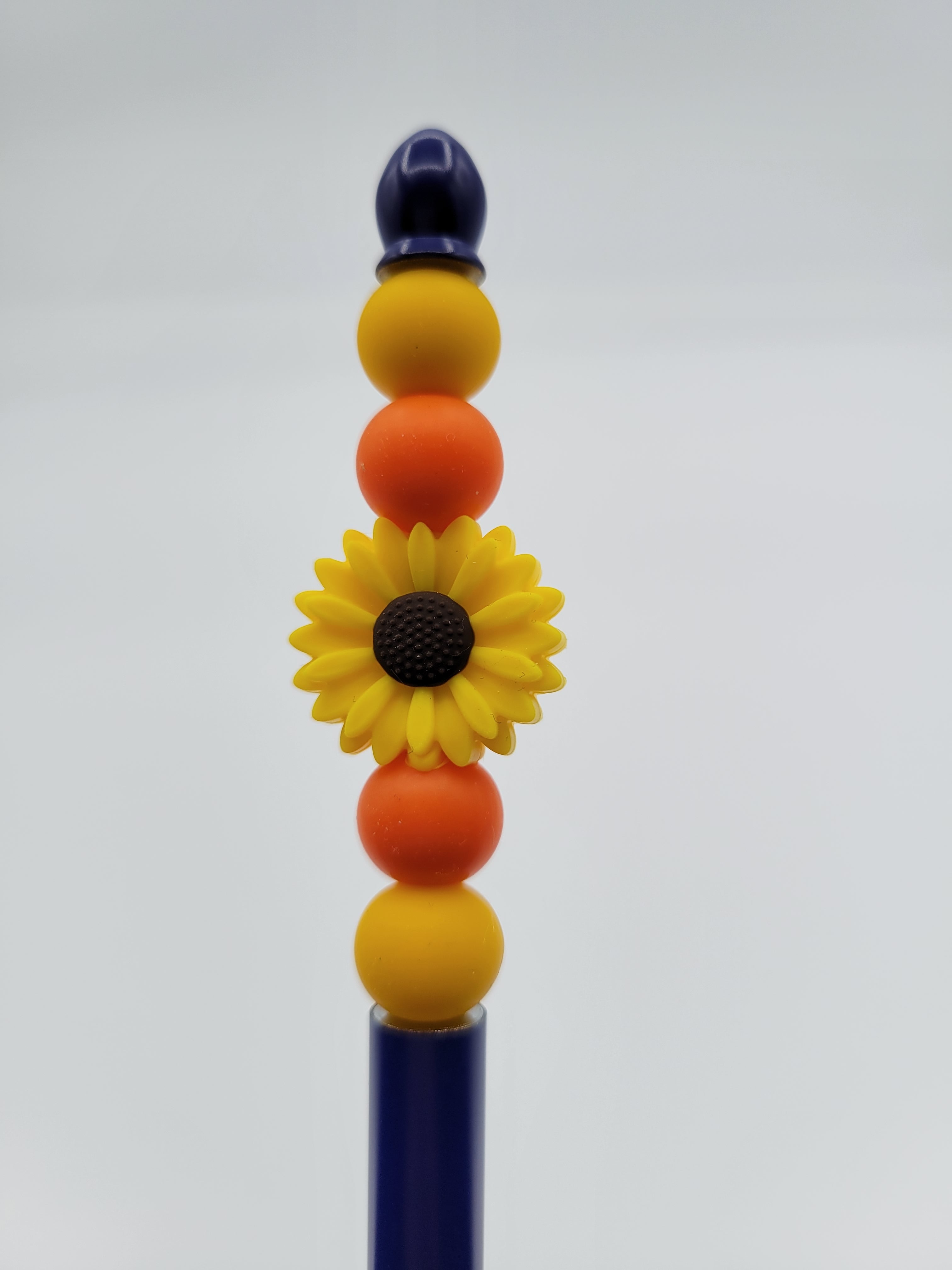 Daisy So Sunshine Blue Beaded Refillable Metal Pen