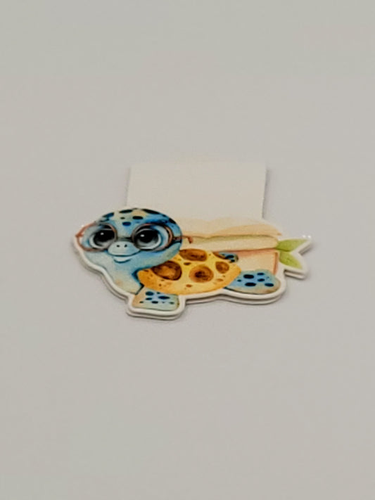 0143 - Watercolour Sea Turtle with Glasses - Magnetic Bookmark