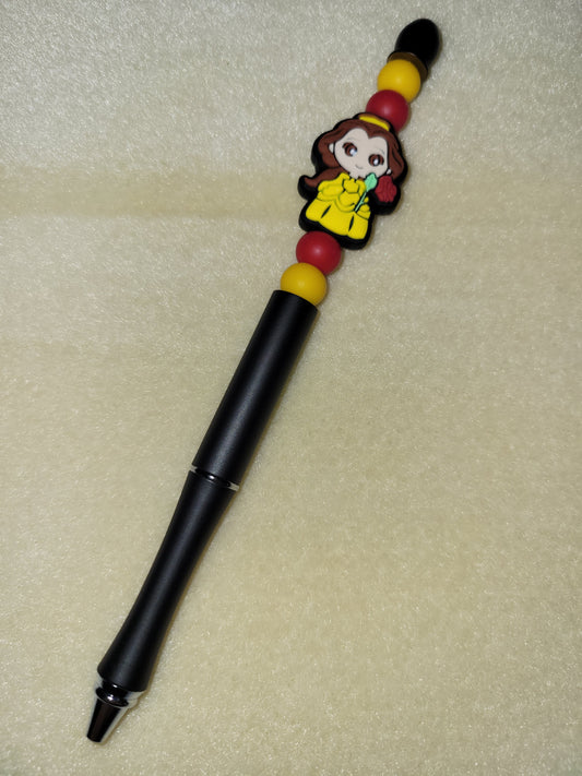 Yellow Dress Princess Beaded Refillable Metal Pen