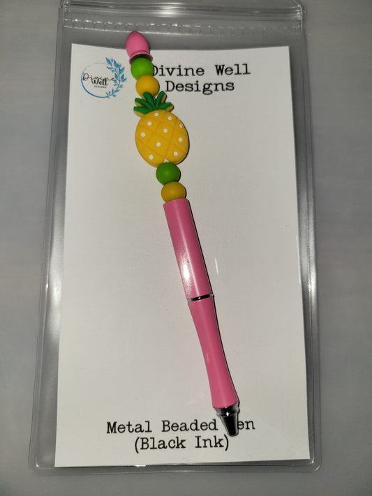 Pineapple Beaded Refillable Metal Pen