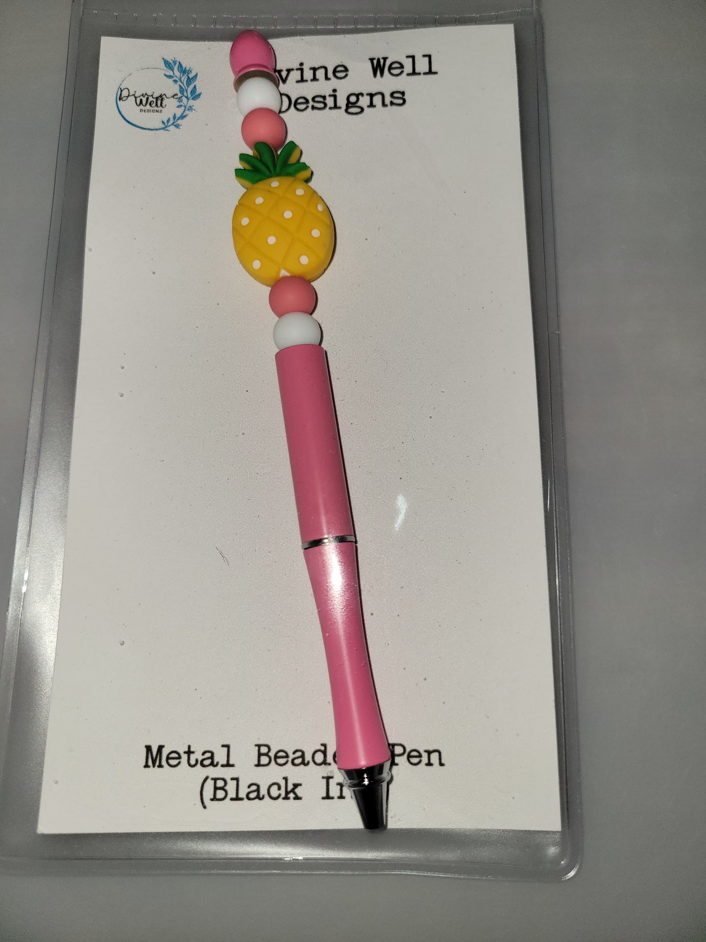 Pineapple Beaded Refillable Metal Pen