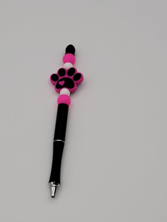 Bright Paw Beaded Refillable Metal Pen