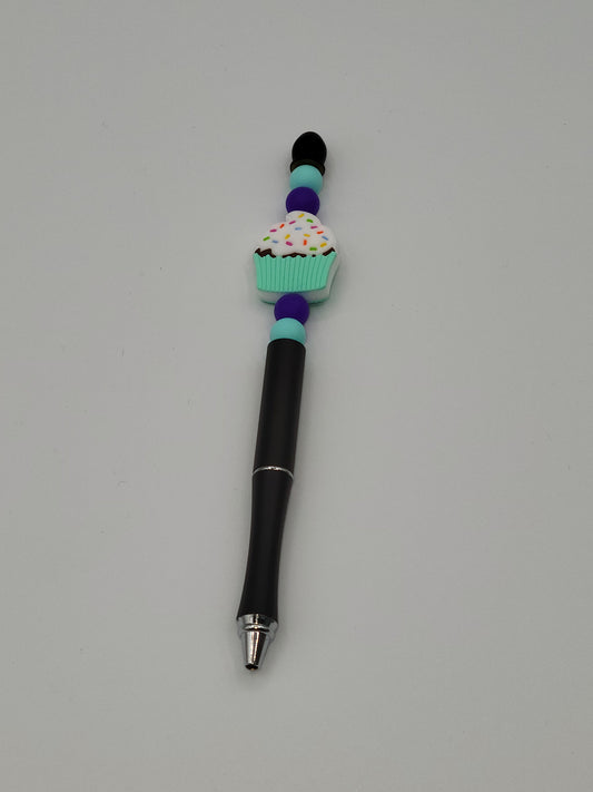 Celebration Cupcake Beaded Refillable Metal Pen