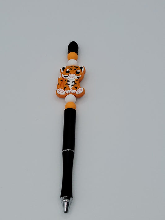 Playful Tiger Beaded Refillable Metal Pen