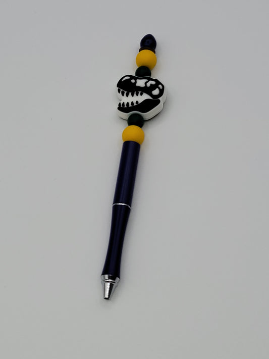 Dinosaur Skull Beaded Refillable Metal Pen