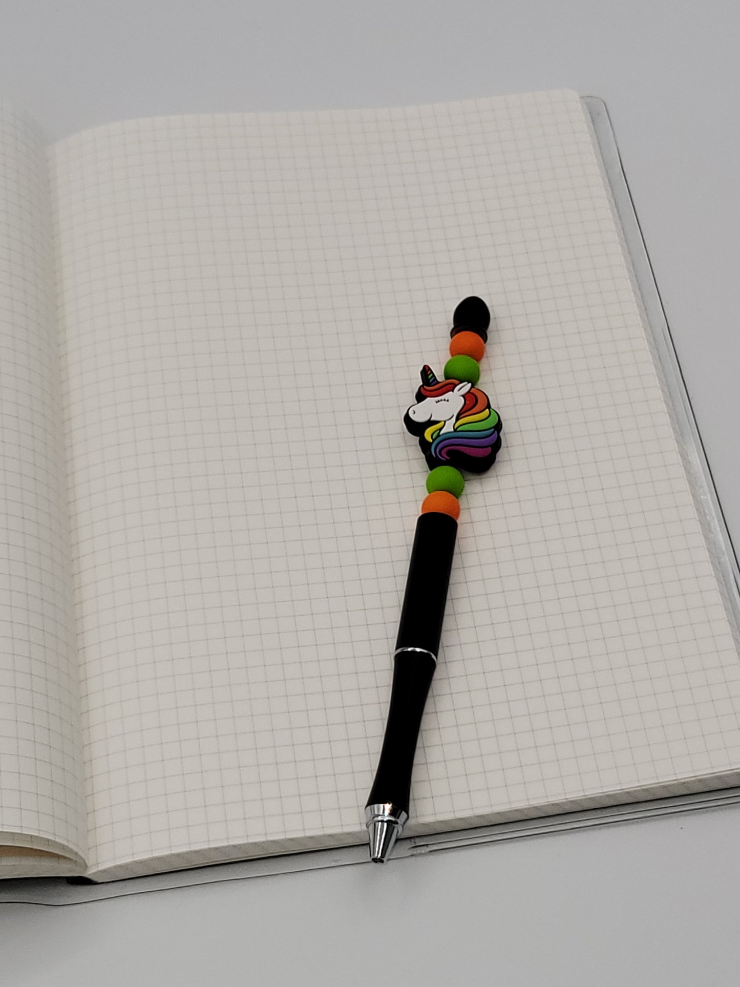Colourful Unicorn Beaded Refillable Metal Pen