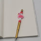 Flirty Flamingo Beaded Refillable Metal Pen