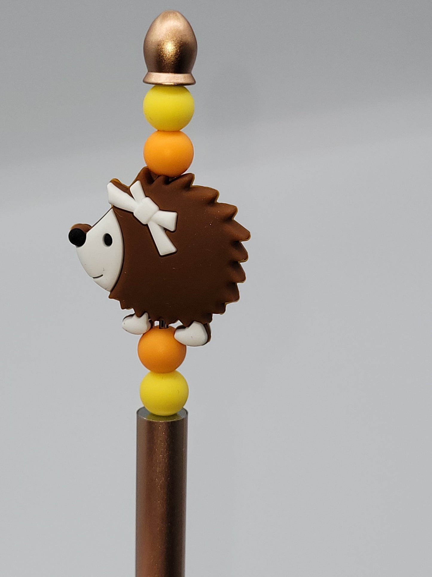 Adorable Hedgehog Beaded Refillable Metal Pen