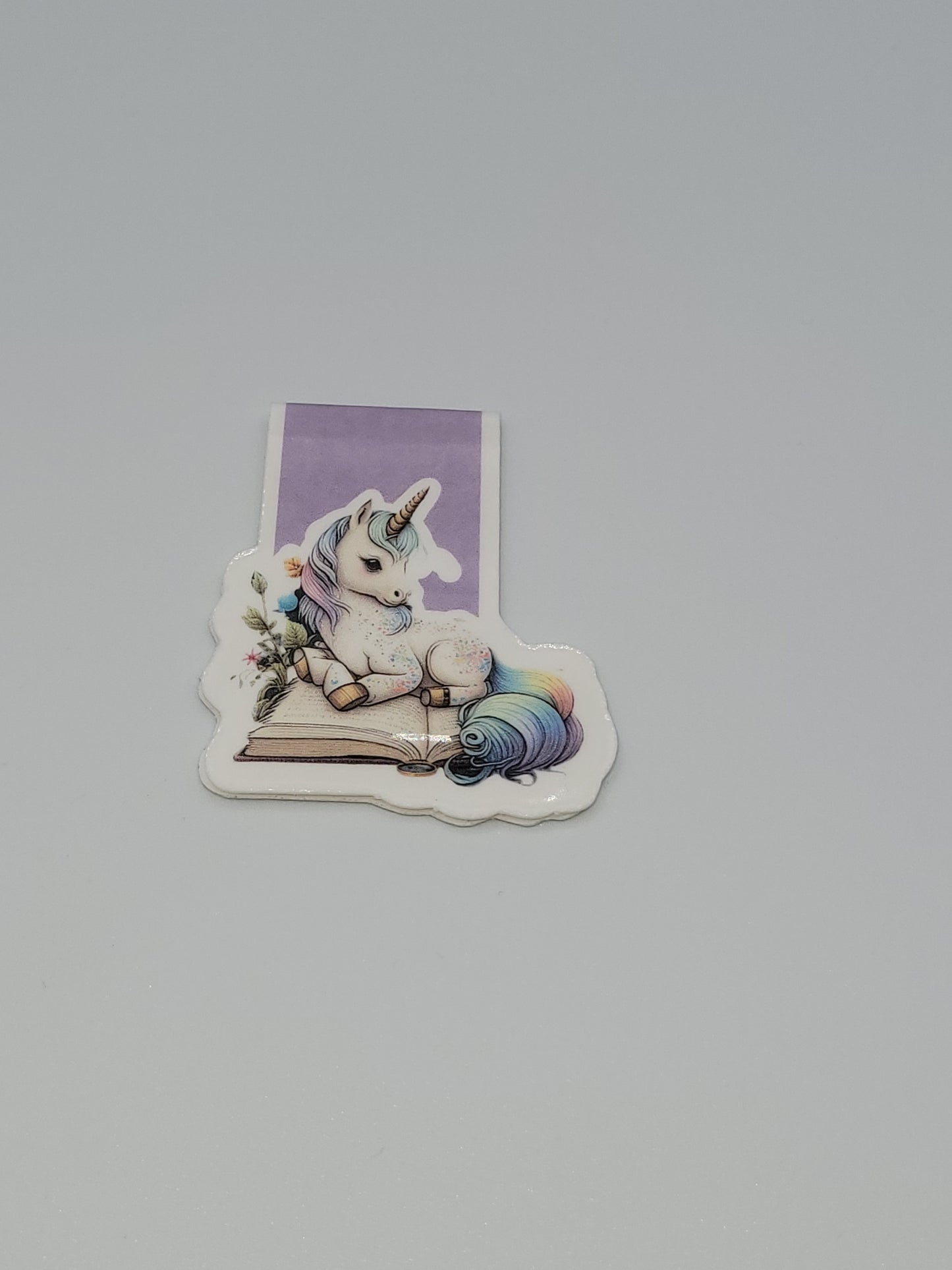 0001 - Unicorn on Books - Magnetic Bookmark