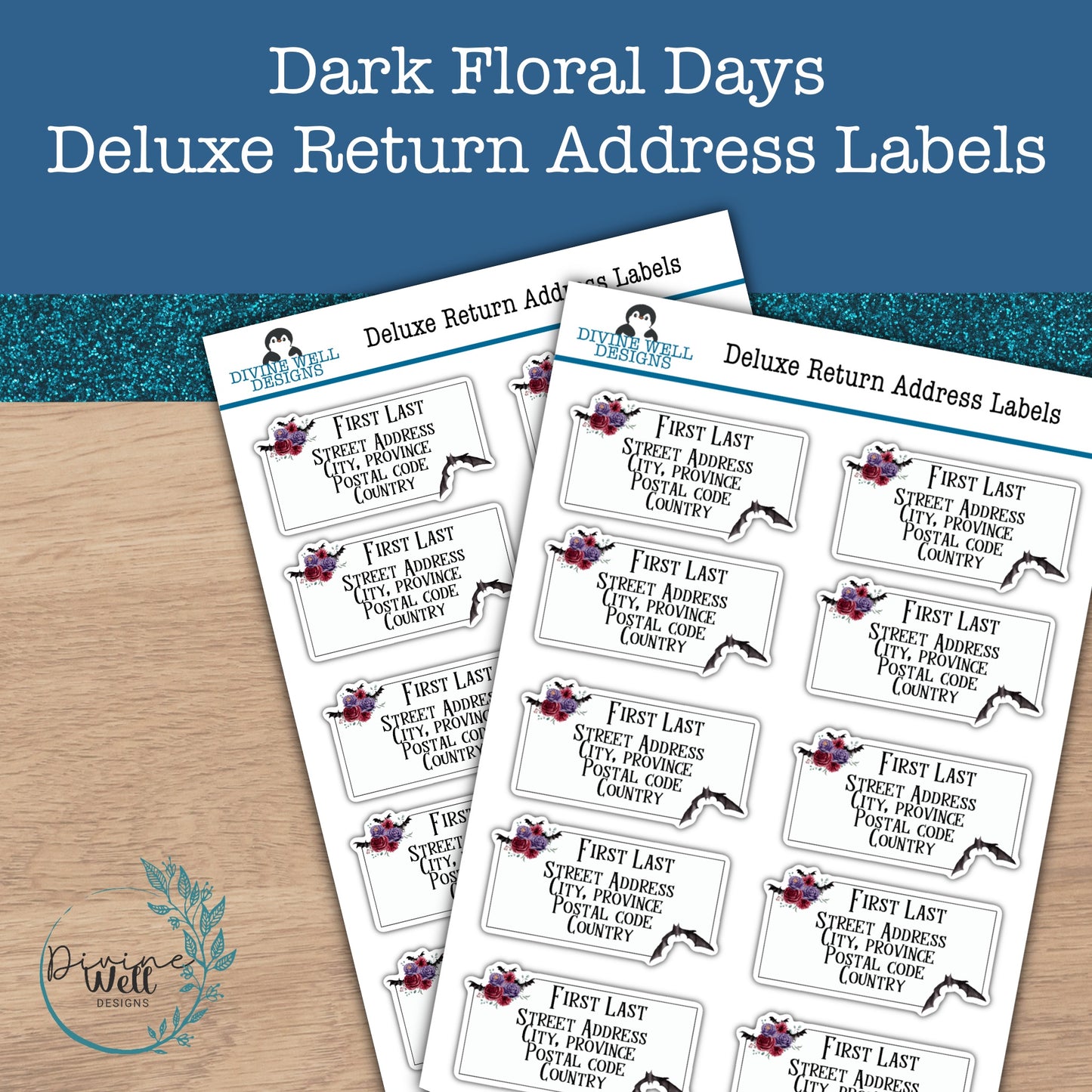 0163 - Dark Floral Days - Custom Return Address Labels