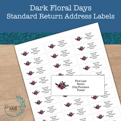 0163 - Dark Floral Days - Custom Return Address Labels