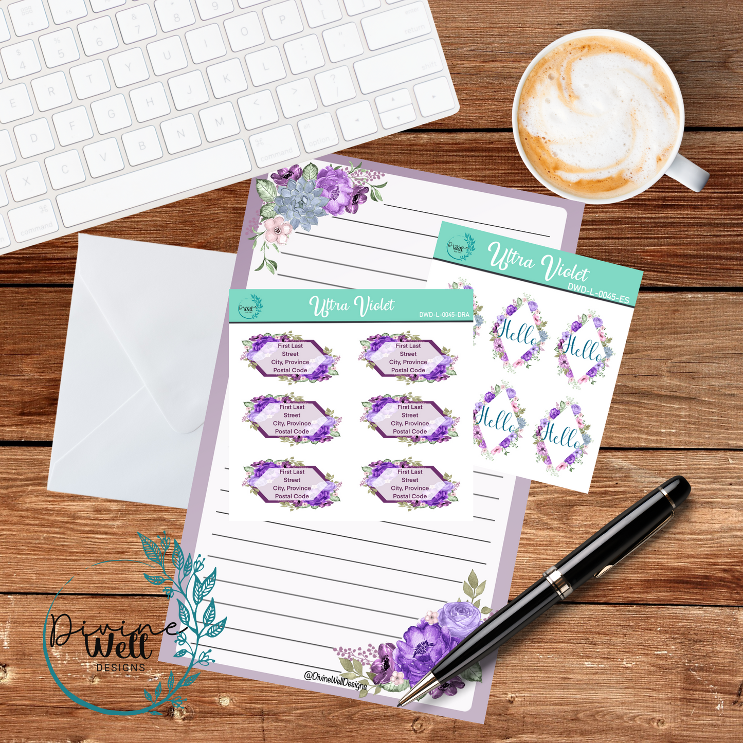 0045 - Ultra Violet Floral - Letter Writing Kit