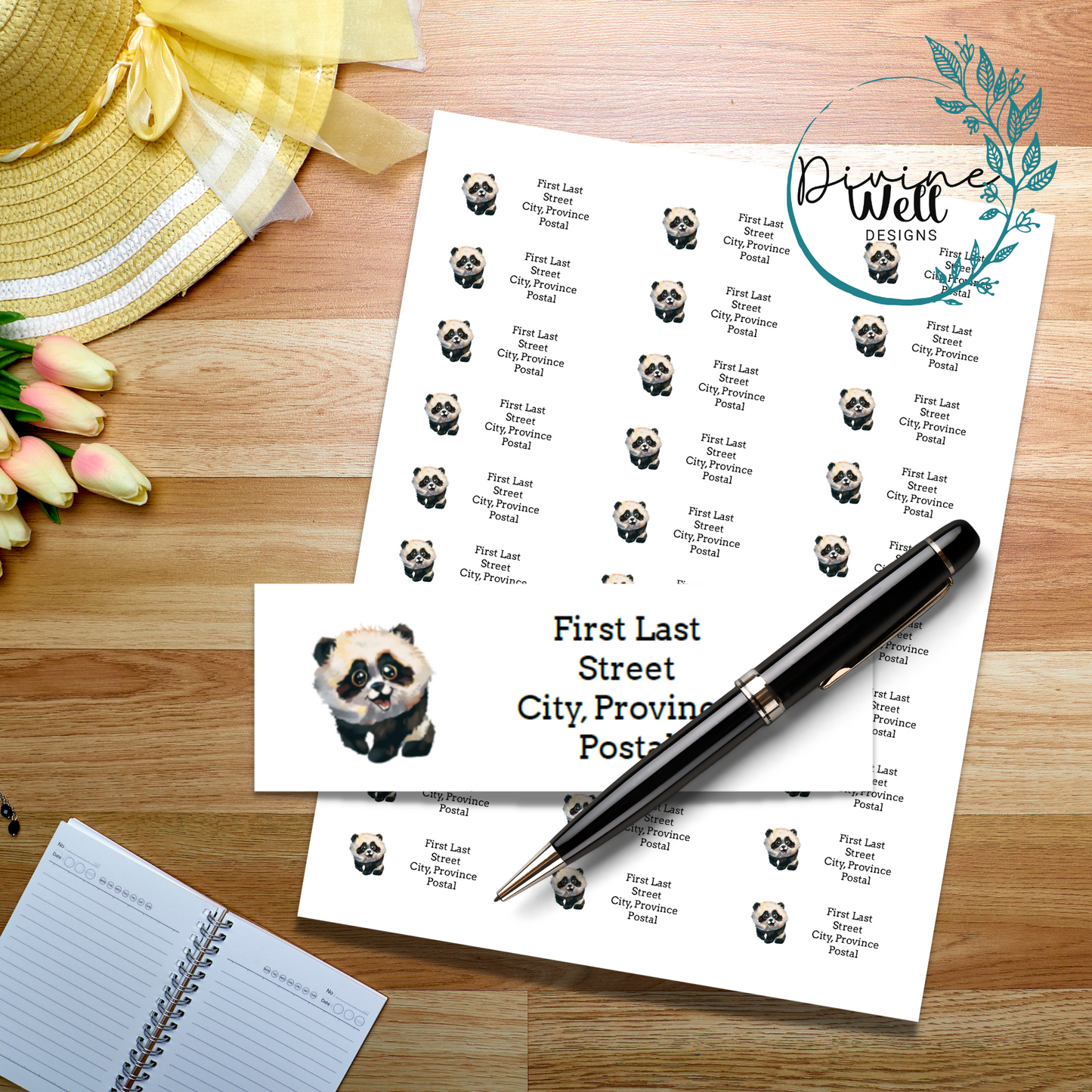 0107 - Cute Pandas - Custom Return Address Labels