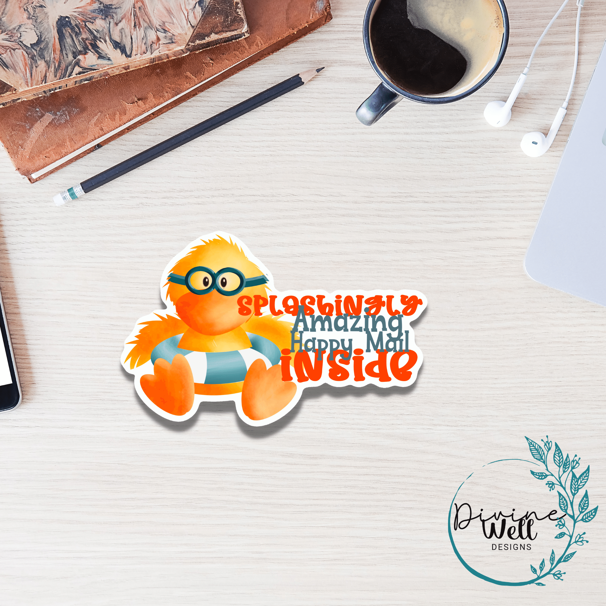 0137 - Splashy Duck Happy Mail Sticker - SF1